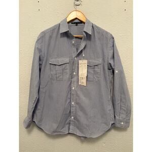 Macphee Tomorrowland Striped White and Blue Button Down Shirt 38 / 6 Japan NWT